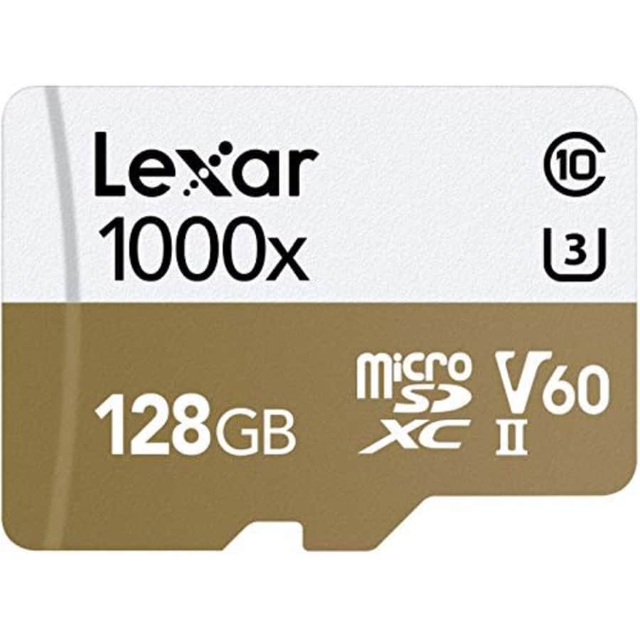 Lexar Professional 1000x microSDXC 128GB UHS-II/U3 (up to 150MB/s Read) with USB 3.0 Reader Flash for $105