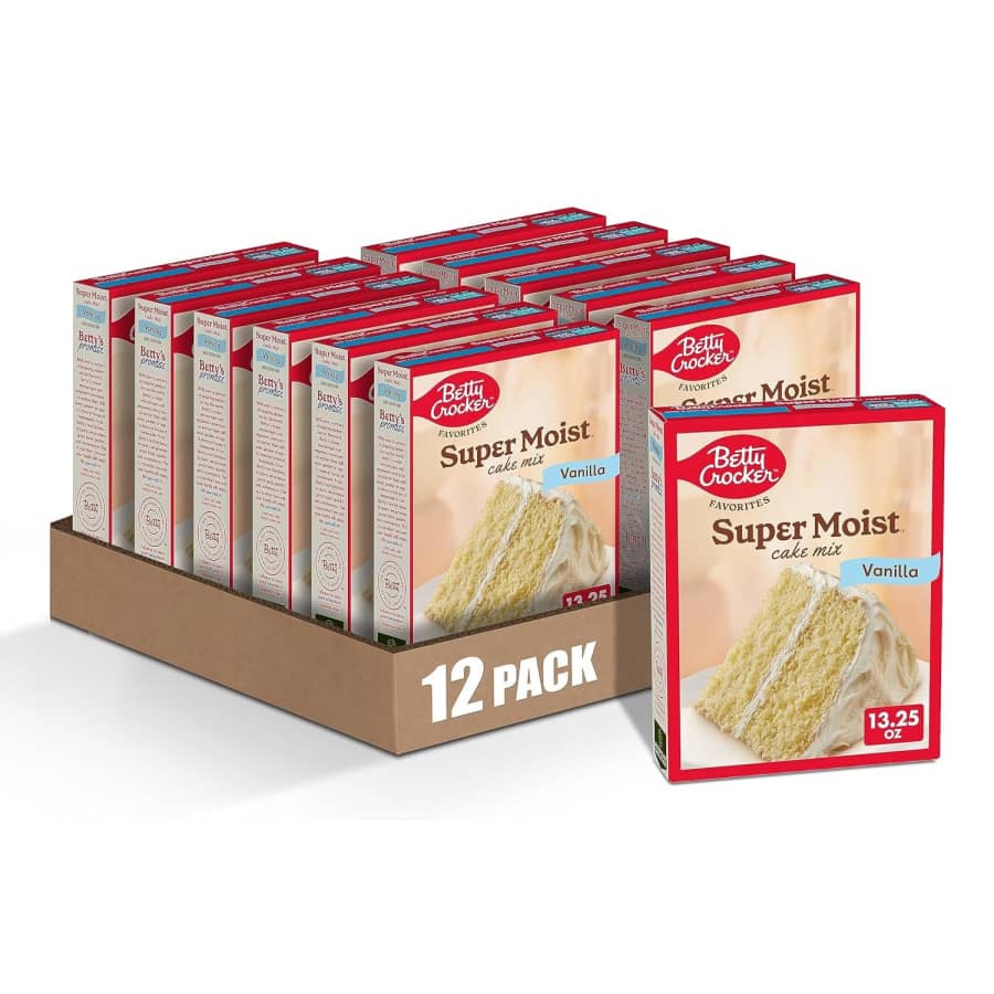 Betty Crocker Favorites Super Moist Vanilla Flavored Cake Mix 12-Pack for $11 Betty Crocker Favorites Super Moist Vanilla Flavored Cake Mix 12-Pack for $11