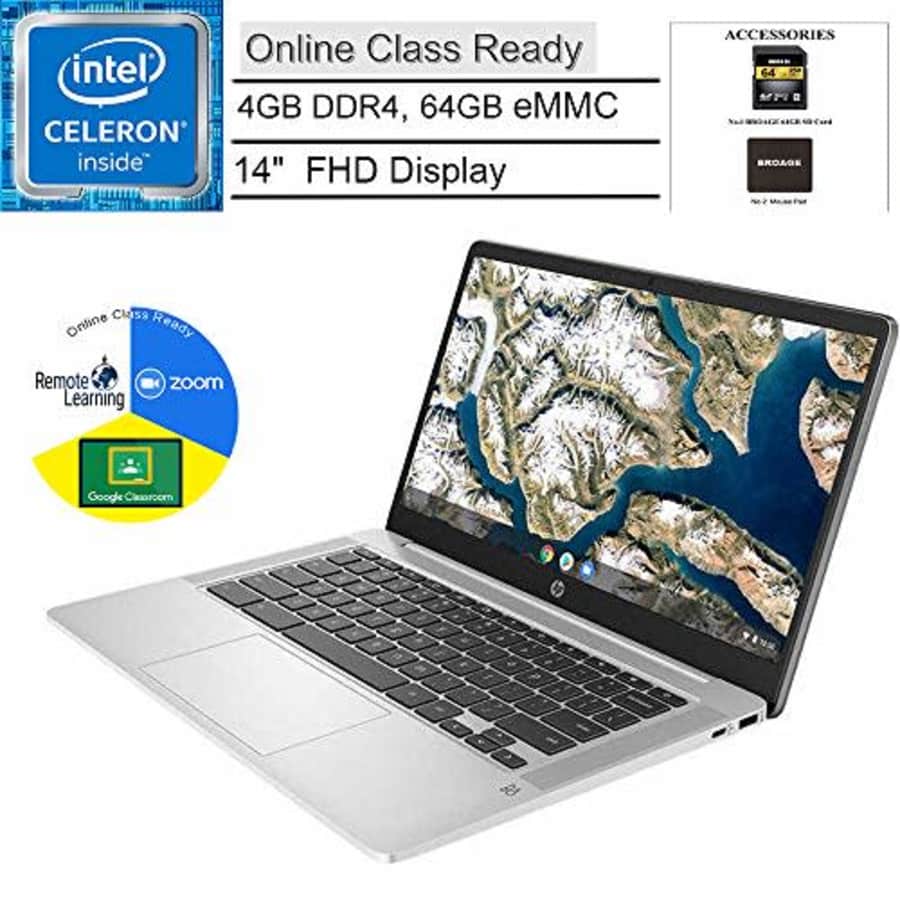 HP Chromebook 14 14" FHD Laptop Computer, for Education or Student, Intel Celeron N4000, 4GB DDR4, for $269