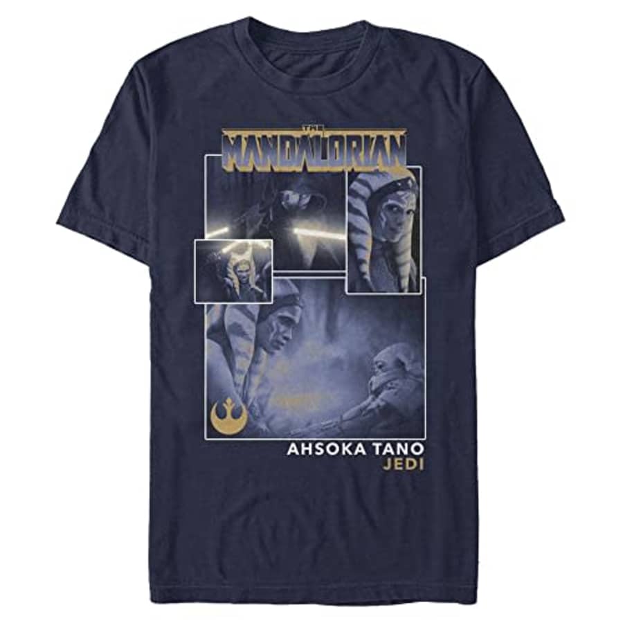 STAR WARS Big & Tall Mandalorian MandoMon Epi5 Hideout Men's Tops Short Sleeve Tee Shirt, Navy Blue for $8