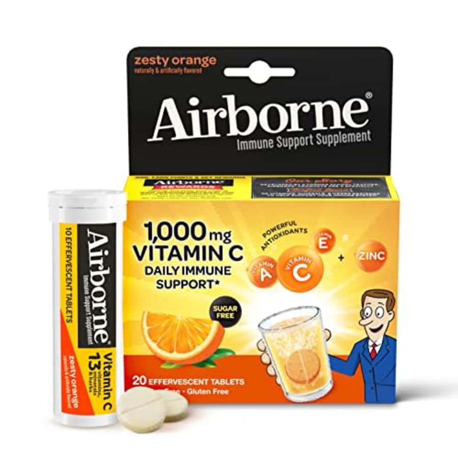 Airborne 1000mg Vitamin C With Zinc Effervescent Tablets, Immune Support Supplement With Powerful for $17 Airborne 1000mg Vitamin C With Zinc Effervescent Tablets, Immune Support Supplement With Powerful for $17