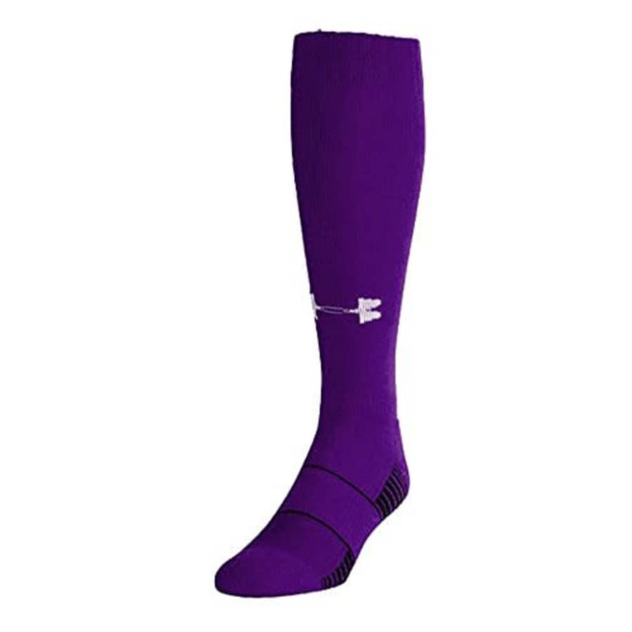 Under Armour Youth Team Over-The-Calf Socks, 1-Pair, Purple/White, Small for $18 Under Armour Youth Team Over-The-Calf Socks, 1-Pair, Purple/White, Small for $18