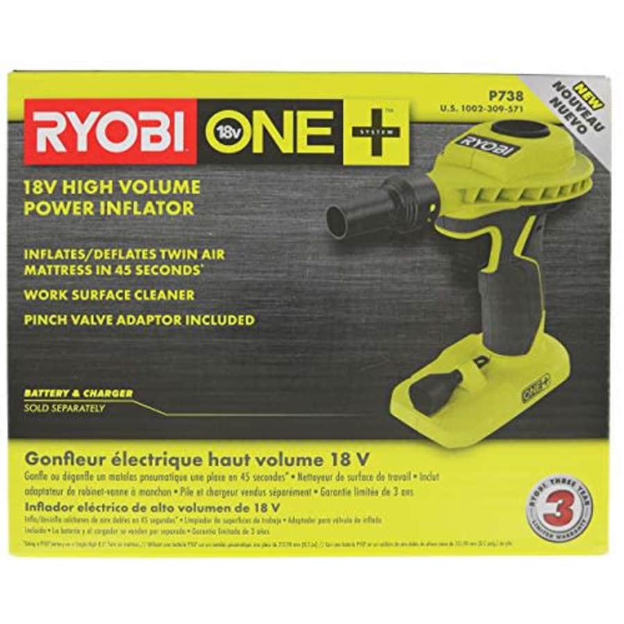Ryobi P738 18V One+ Lithium Ion 18V One+ High Volume Power Inflator / Deflator for Mattresses and for $86