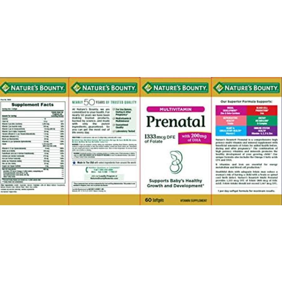 Nature's Bounty Prenatal Multivitamin with 200 mg DHA Softgels, 60 Count for $16 Nature's Bounty Prenatal Multivitamin with 200 mg DHA Softgels, 60 Count for $16