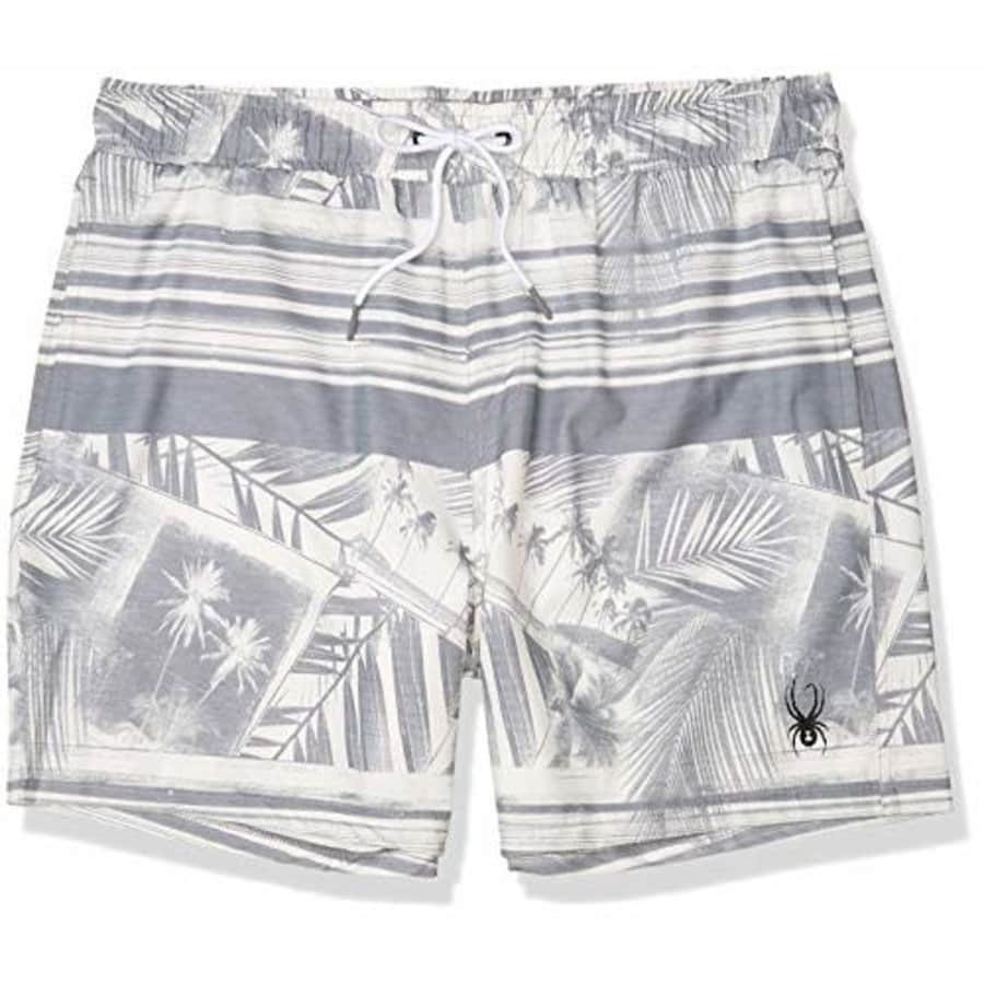 Spyder Men's 7" Palm Print Volley Swim Trunks, Grey, Small for $16