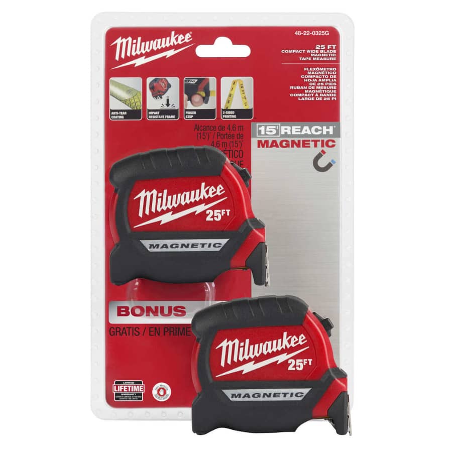 Milwaukee Tool 25-Foot Magnetic Tape Measure 2-Pack for $20 Milwaukee Tool 25-Foot Magnetic Tape Measure 2-Pack for $20