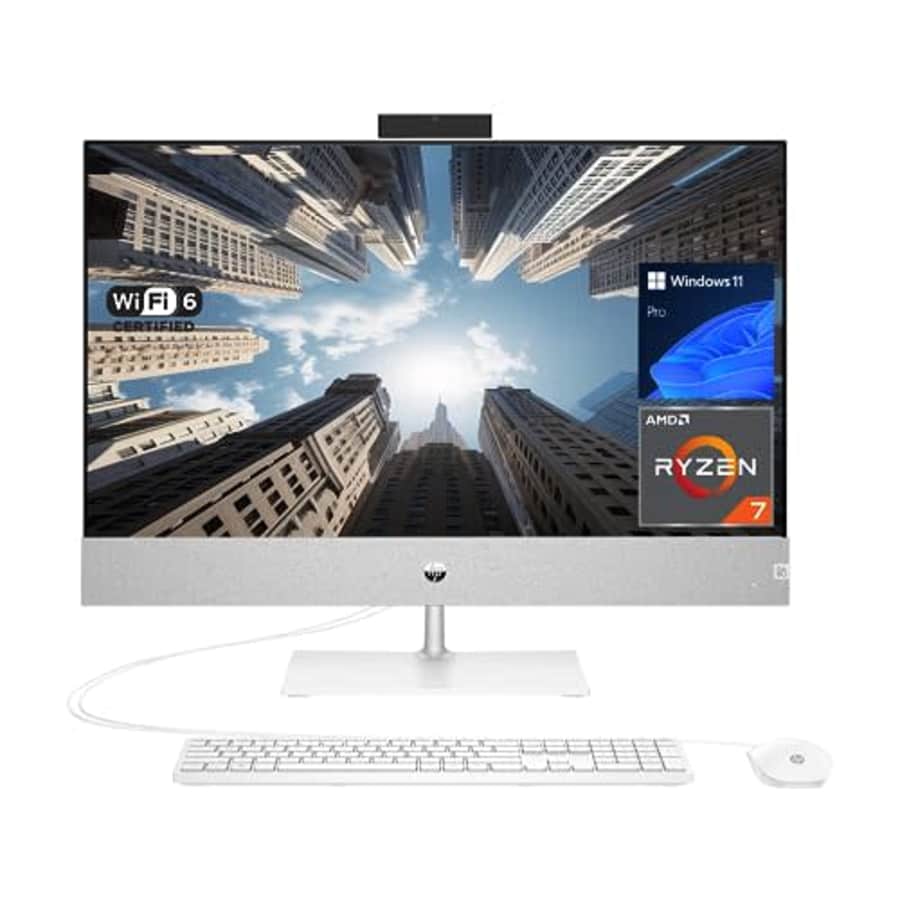 HP Business Pavilion 27" All in One Desktop, AMD Ryzen 7 5700U Processor, 32GB RAM, 1TB SSD, for $899