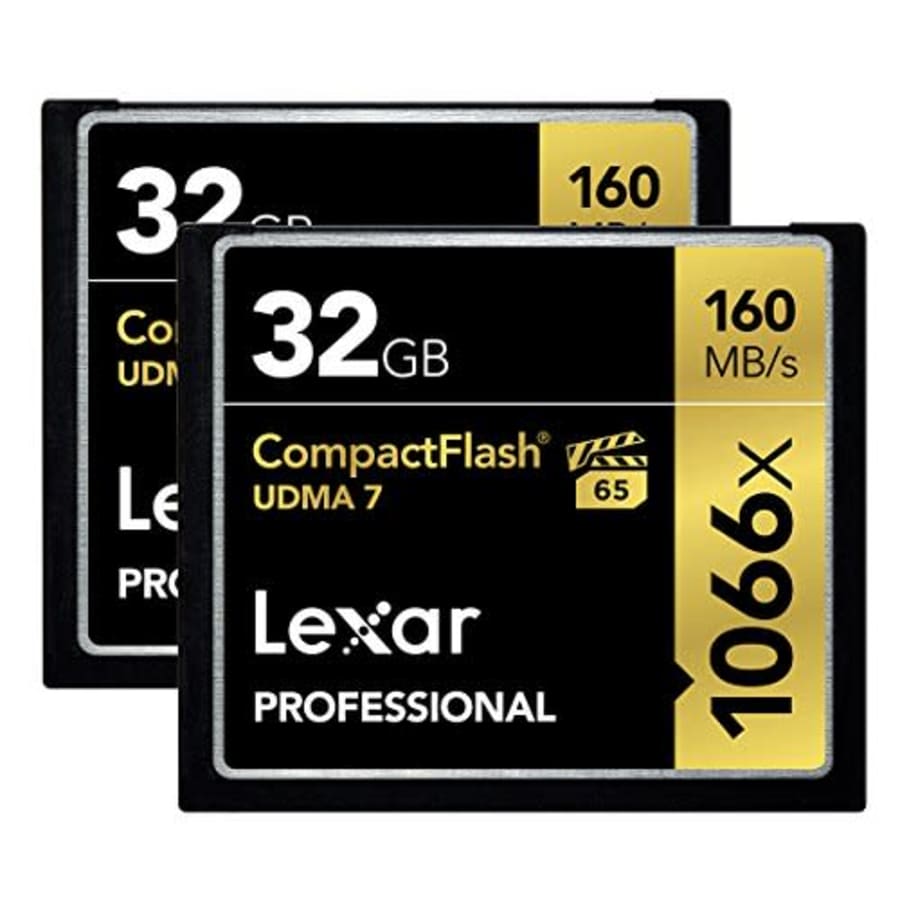 Lexar Professional 1066x 32GB (2-Pack) CompactFlash Card, Up to 160MB/s Read, for Professional for $34