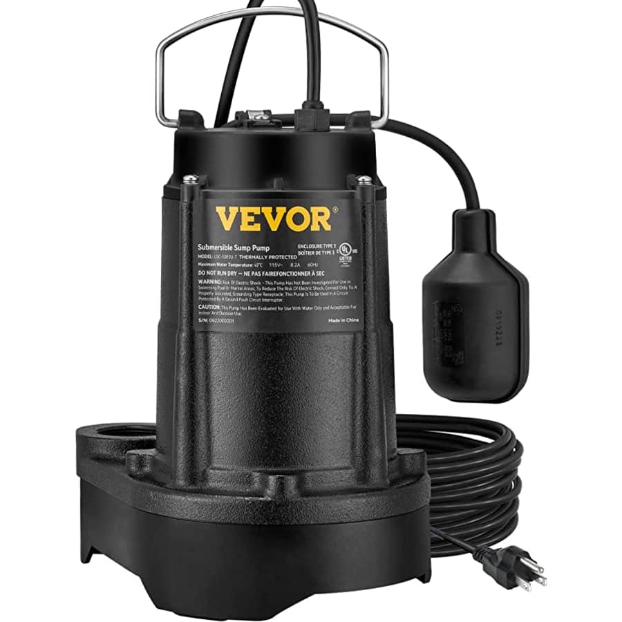 Vevor 1/2-HP Submersible Sump Pump for $121