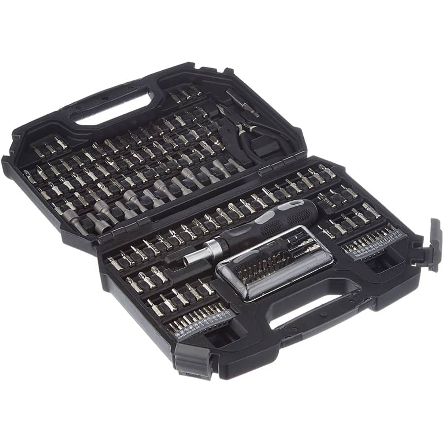 Amazon Basics 151-Piece Screwdriver Bit Set w/ Ratcheting Screwdriver Handle for $22