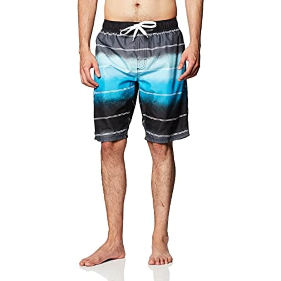 Kanu Surf Men's Flex Swim Trunks (Regular & Extended Sizes), Apollo Black/Aqua, XX-Large for $20