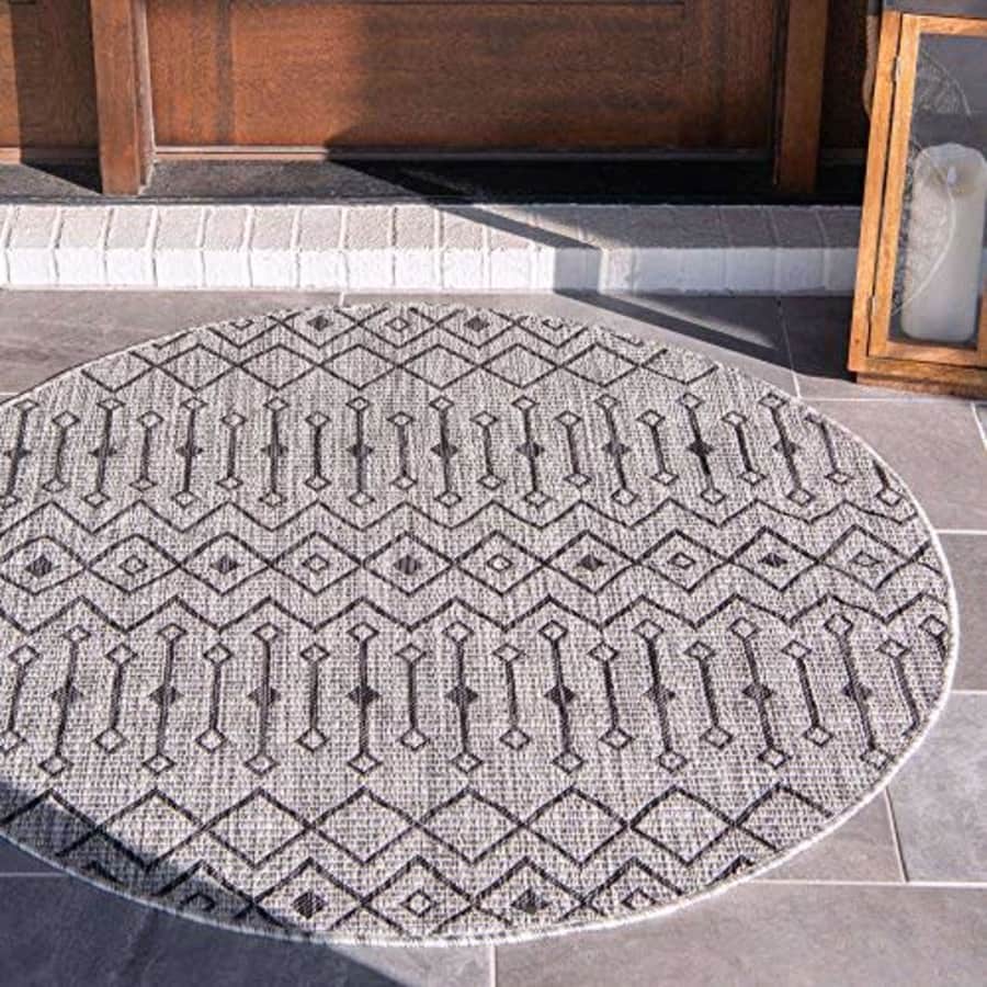 Unique Loom Outdoor Trellis Collection Tribal Geometric Transitional Indoor and Outdoor Flatweave for $30