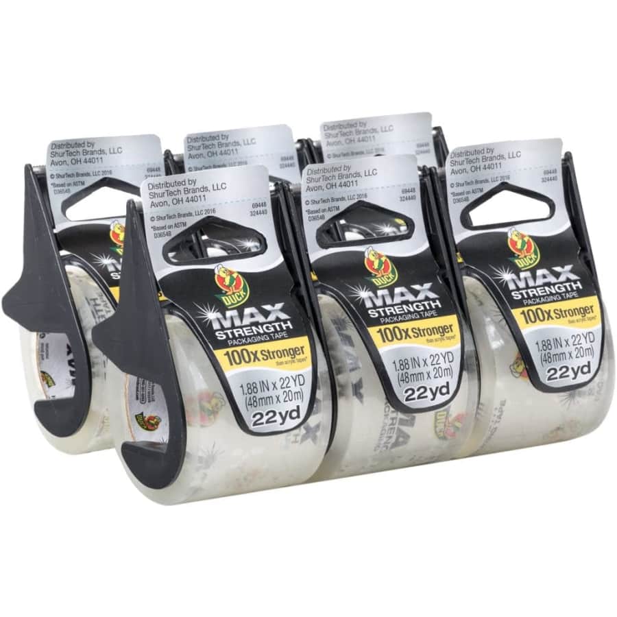 Duck MAX Strength Packing Tape 6-Pack for $23