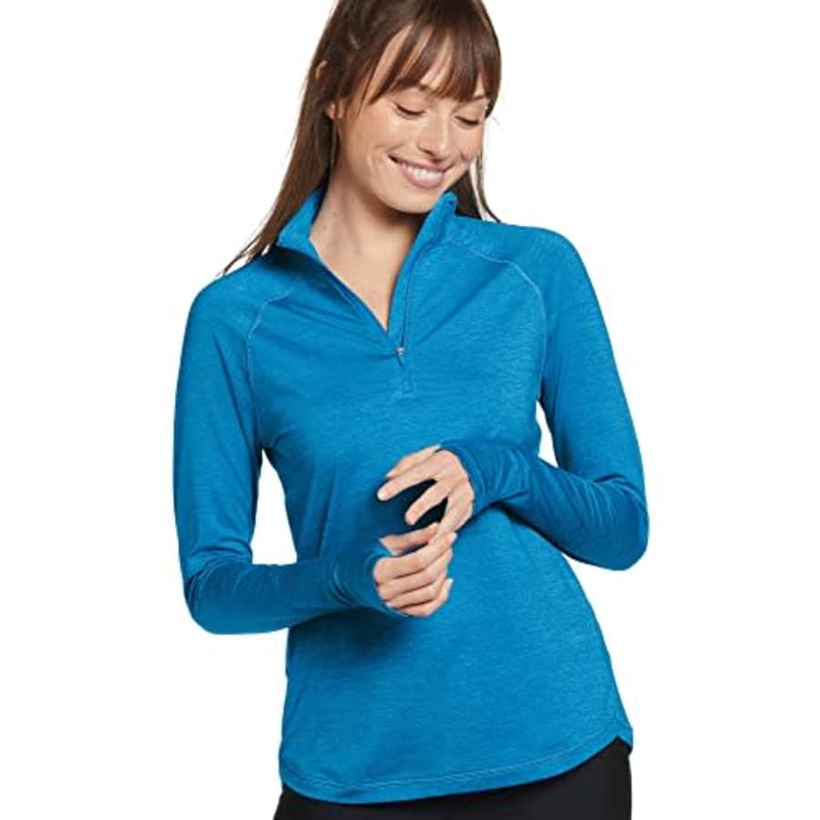 Jockey Women's Activewear Tech Stretch Performance Half Zip, Turquoise Gem Space Dye, s for $20