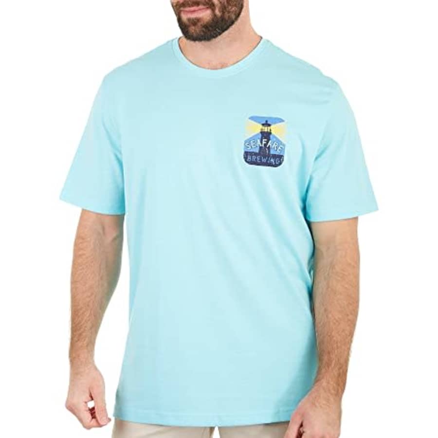 IZOD Men's Saltwater Short Sleeve Graphic T-Shirt, Tanager Turquoise, Small for $16