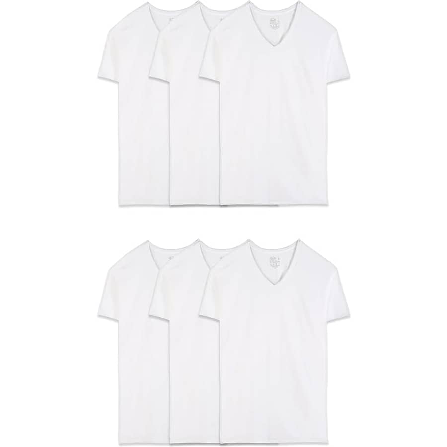 Fruit of the Loom Men's Eversoft Cotton Stay Tucked T-Shirt 6-Pack for $15 Fruit of the Loom Men's Eversoft Cotton Stay Tucked T-Shirt 6-Pack for $15