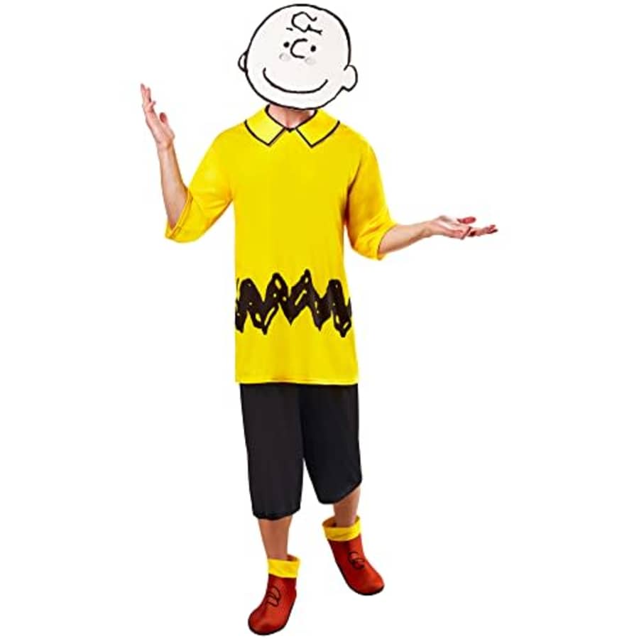 Rubie's Men's Peanuts Charlie Brown Costume Top, Shorts, and Foam Mask, As Shown, Large for $27