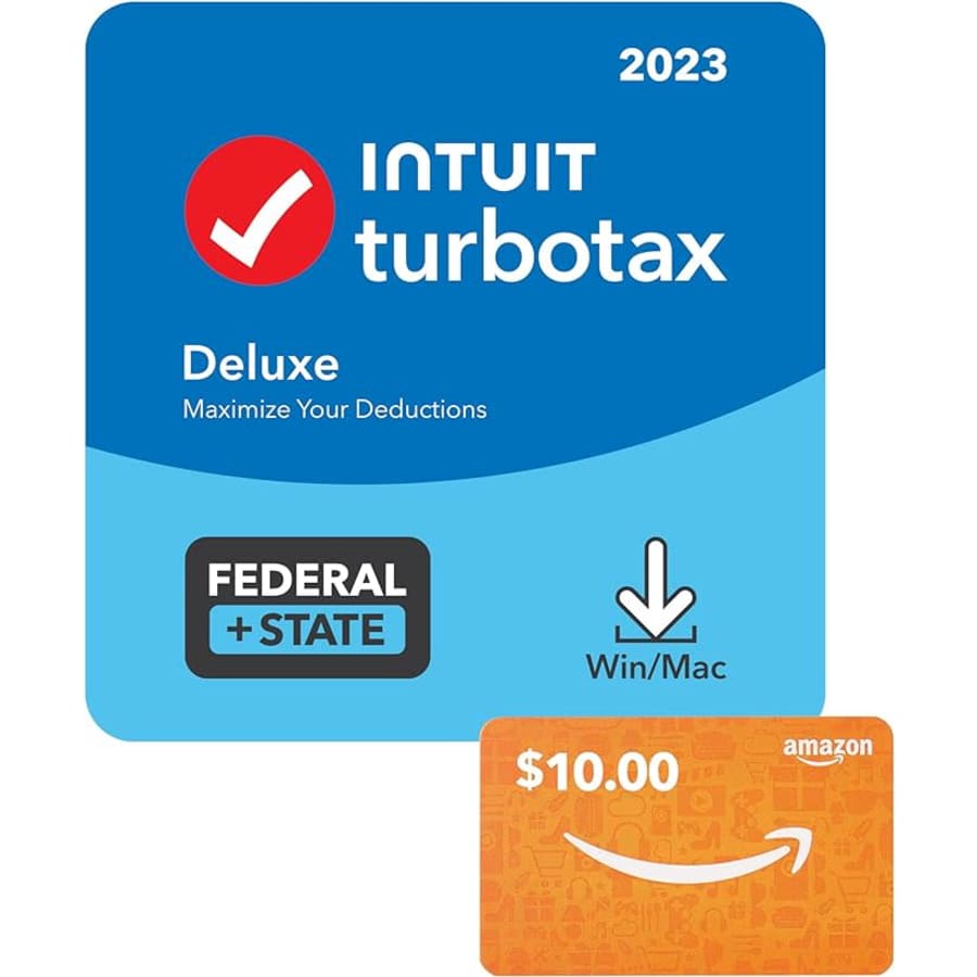 Intuit TurboTax Deluxe + State 2023 for $55 w/ $10 Amazon Gift Card
