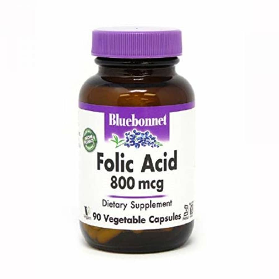 Bluebonnet Folic Acid 800 mcg Vegetable Capsules, 90 Count for $15 Bluebonnet Folic Acid 800 mcg Vegetable Capsules, 90 Count for $15