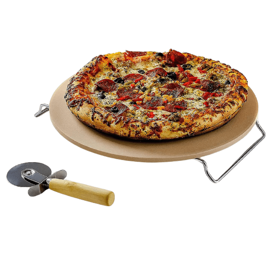 Ovente Ceramic Flat 13" Pizza Stone Set for $11