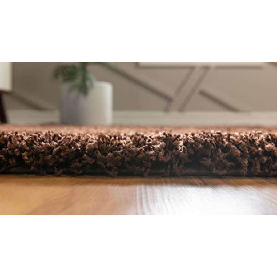 Unique Loom Solo Solid Shag Collection Modern Plush Chocolate Brown Area Rug (2' 2 x 3' 0) for $24