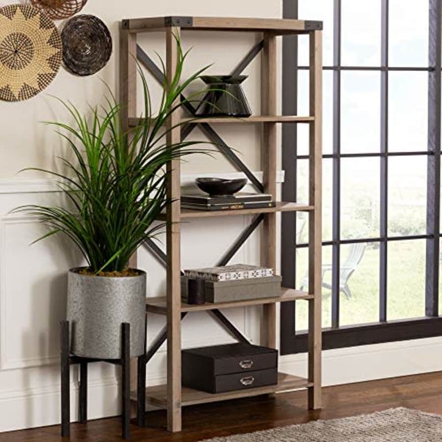 Walker Edison Furniture Company Modern Farmhouse Wood Bookcase Bookshelf Home Office Living Room for $196