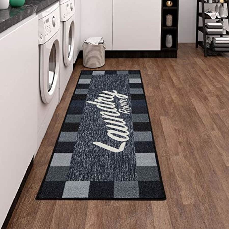 Ottomanson Laundry Mat Runner Rug, Black, 20"X59" for $20