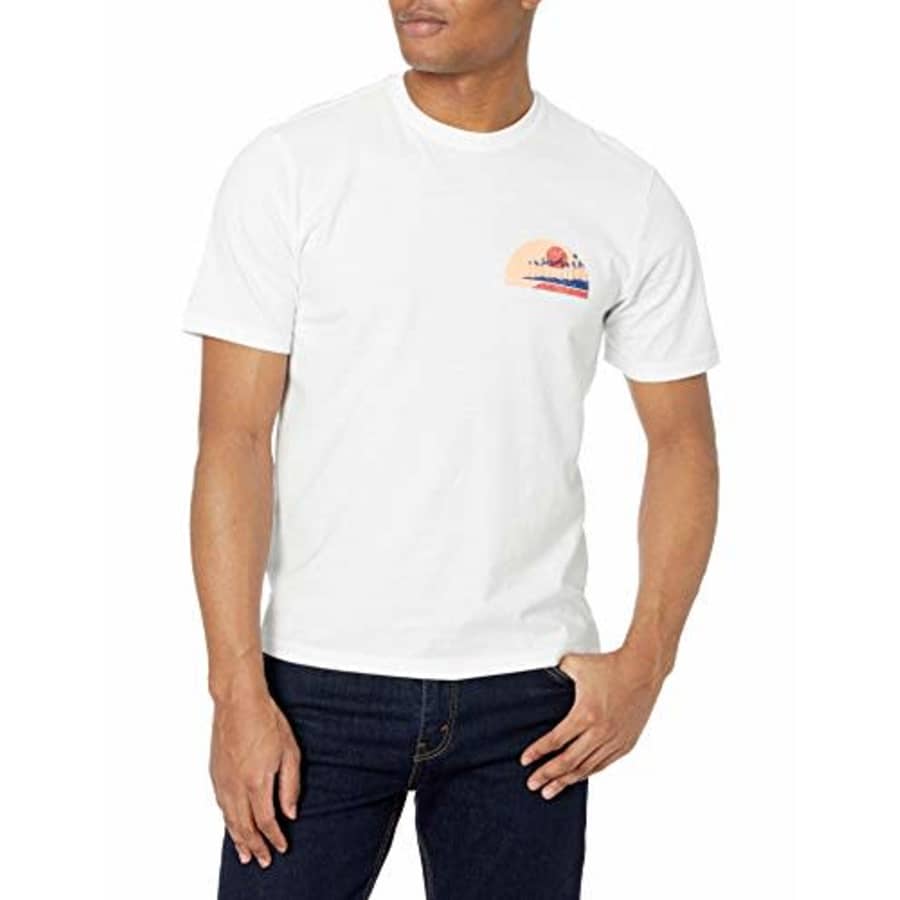 IZOD Men's Saltwater Short Sleeve Graphic T-Shirt, Bright White Cali Waves, Small for $20