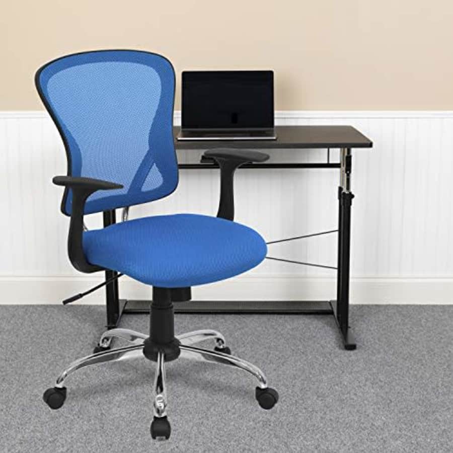 Flash Furniture Mid-Back Blue Mesh Swivel Task Office Chair with Chrome Base and Arms for $151