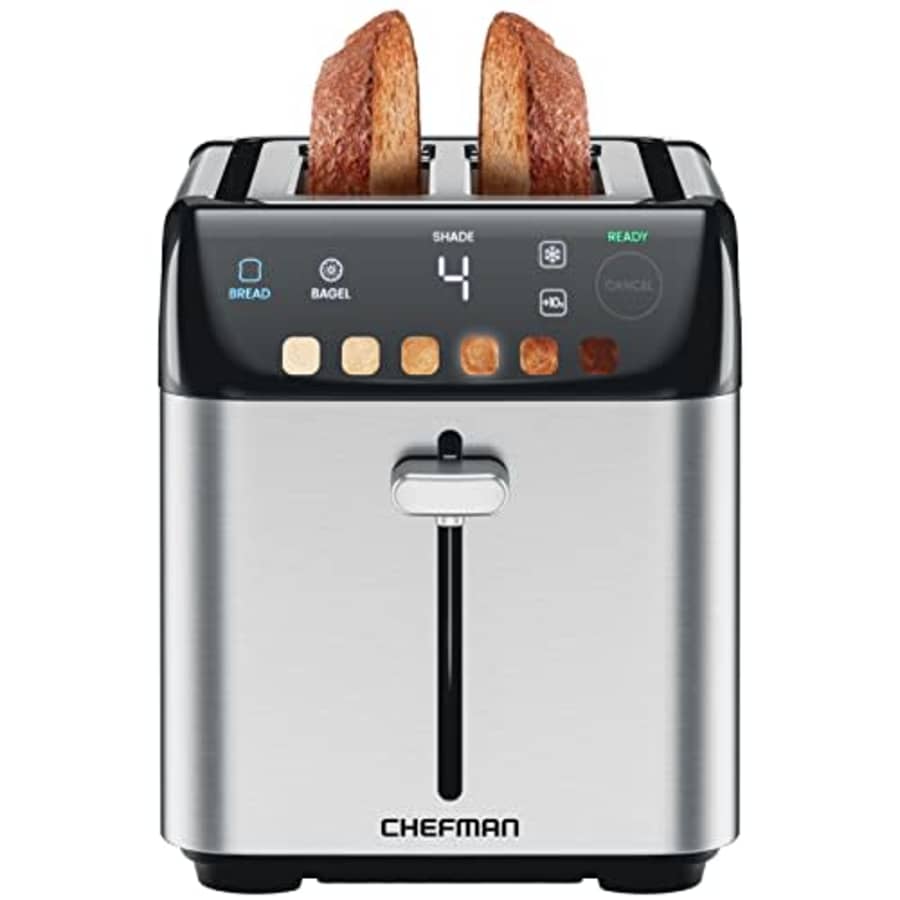 Chefman Smart Touch 2 Slice Digital Toaster, 6 Shade Settings, Stainless Steel Toaster 2 Slice with for $46