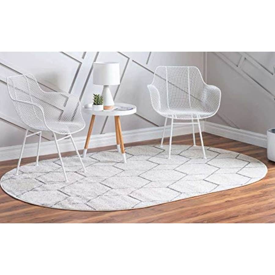 Unique Loom Trellis Frieze Collection Lattice Moroccan Geometric Modern Oval Rug, 3 x 5 Feet, for $39