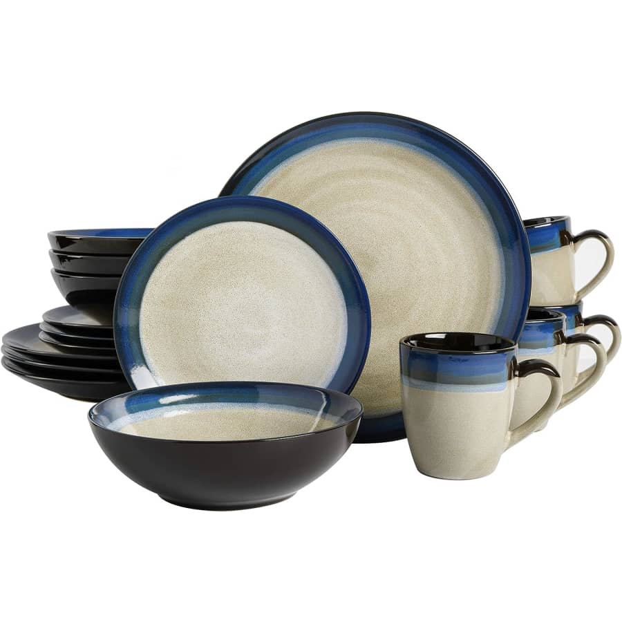 Gibson 16-Piece Reactive Glaze Stoneware Dinnerware Set for $32