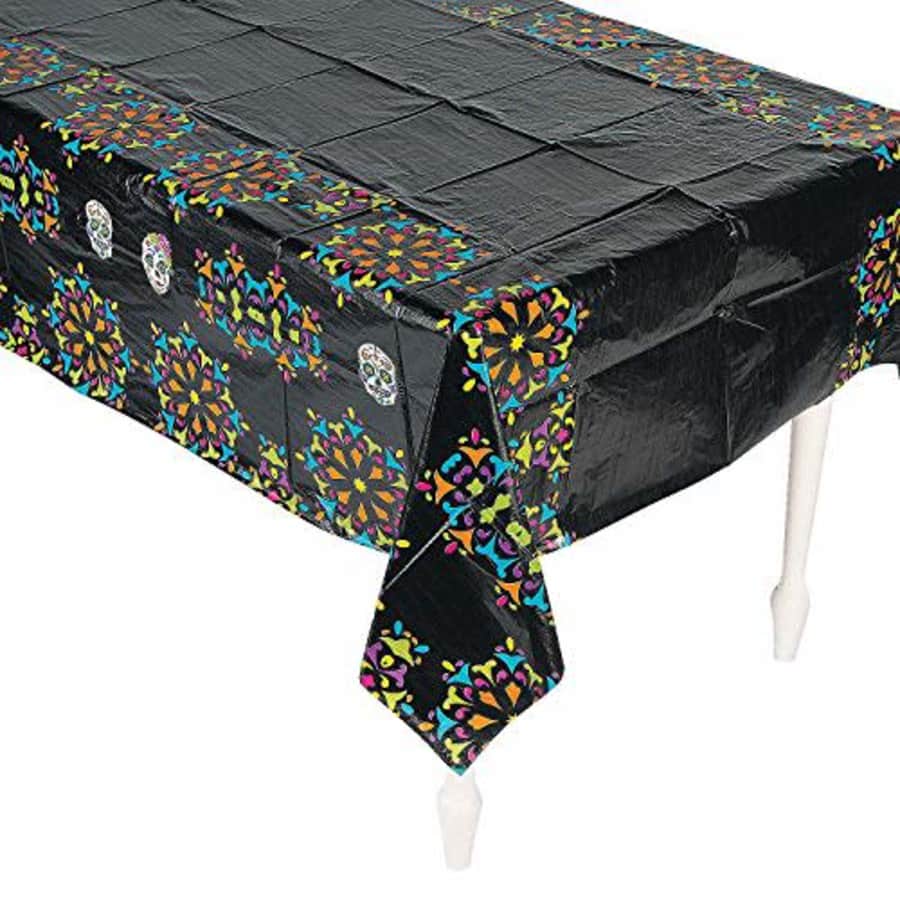 Fun Express Day of The Dead Plastic Tablecloth - Dia de Los Muertos and Halloween Party Supplies - 1 Piece for $7 Fun Express Day of The Dead Plastic Tablecloth - Dia de Los Muertos and Halloween Party Supplies - 1 Piece for $7