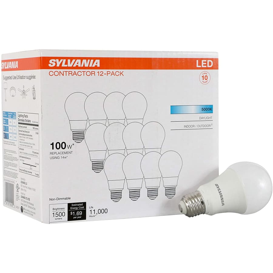 Sylvania 14W A19 LED Light Bulb 12-Pack for $43