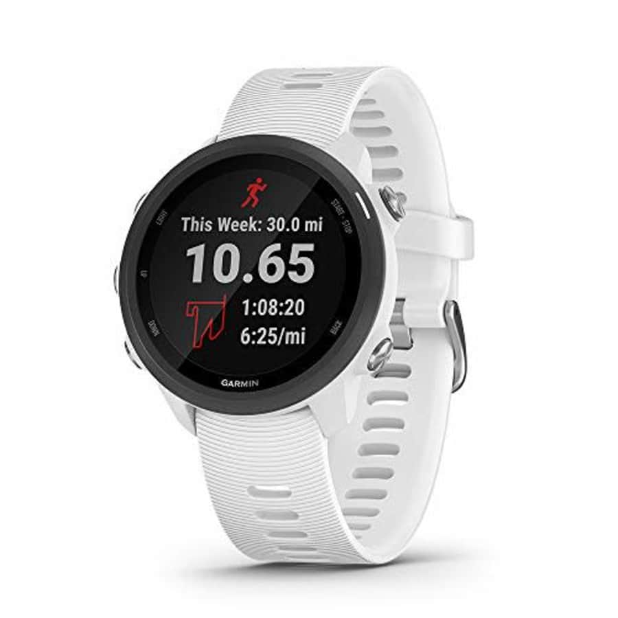 Garmin Forerunner 245 Music, GPS Running Smartwatch with Music and Advanced Dynamics, White for $350