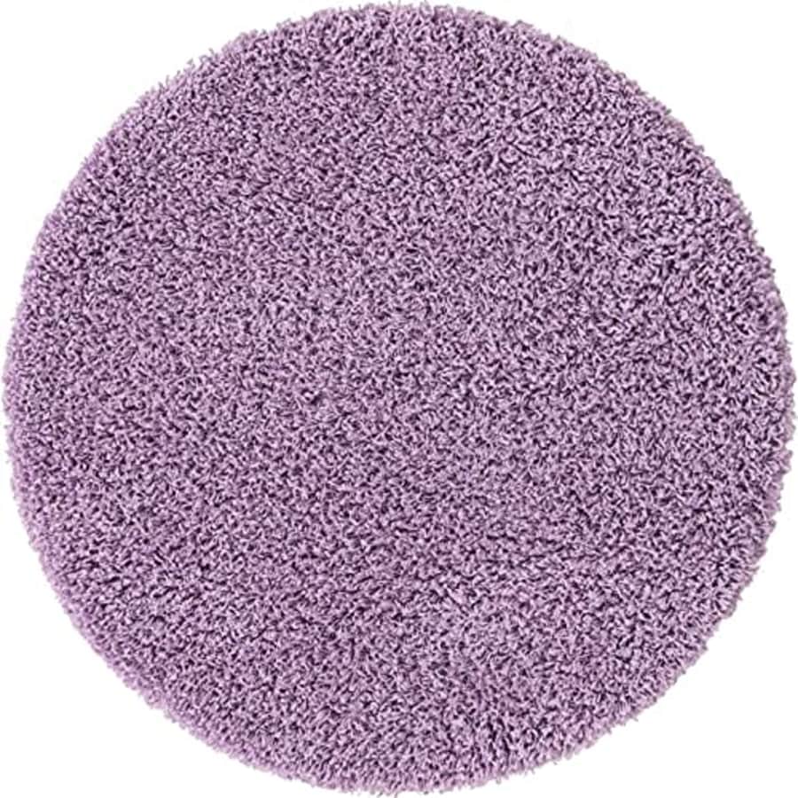 Unique Loom Solo Solid Shag Collection Area Modern Plush Rug Lush & Soft, 3' 3 x 3' 3 Round, Lilac for $29