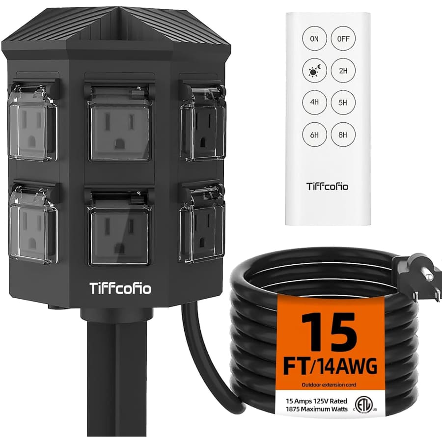 Outdoor Power Strip with 15-Foot Extension Cord and Remote Control for $33