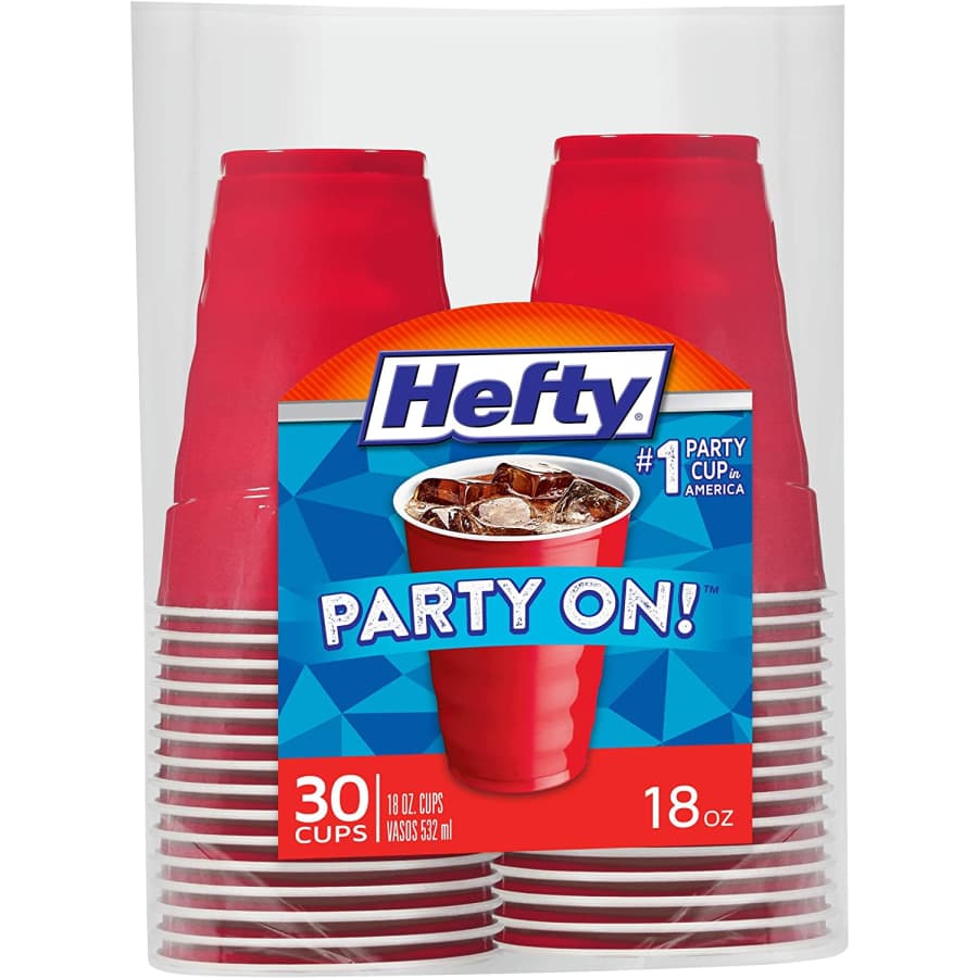 Hefty 18-oz. Party On Red Plastic Cup 30-Pack for $5 Hefty 18-oz. Party On Red Plastic Cup 30-Pack for $5