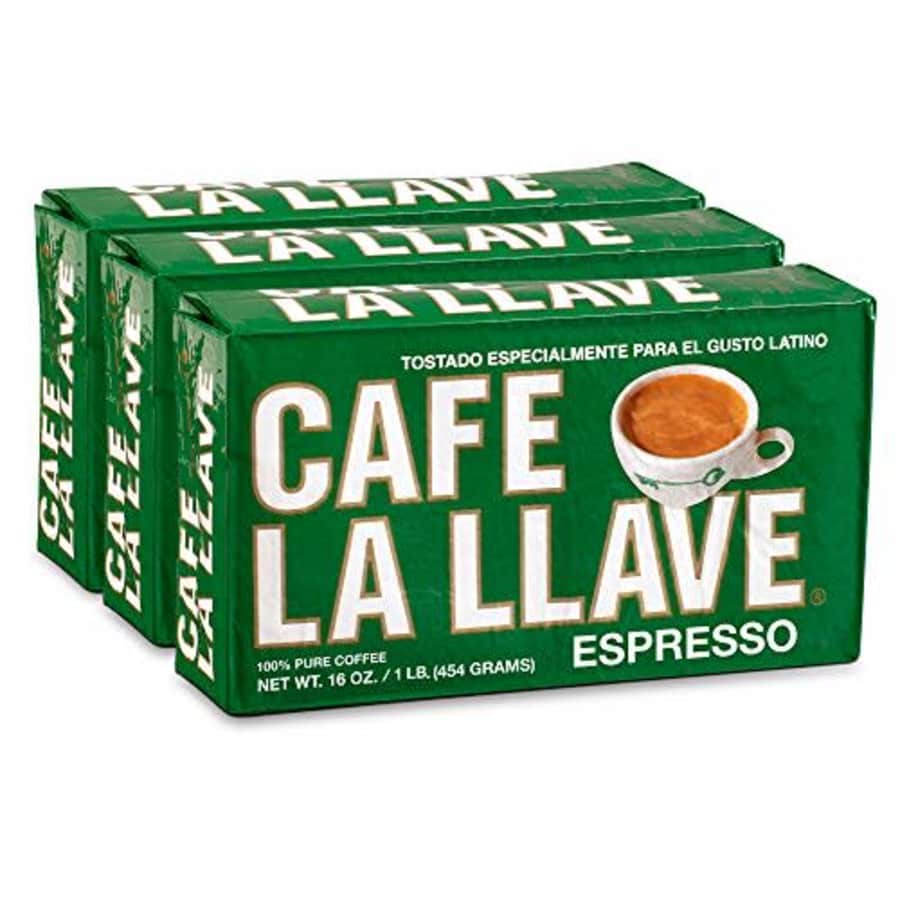 Cafe La Llave Espresso Dark Roast Coffee, 16 Ounce (Pack of 3) for $30 Cafe La Llave Espresso Dark Roast Coffee, 16 Ounce (Pack of 3) for $30