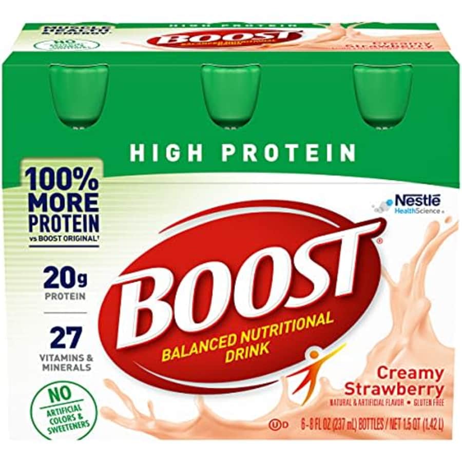 Nestle Boost High Protein Balanced Nutritional Drink Creamy Strawberry 8 oz Bottle 6 Ct for $34