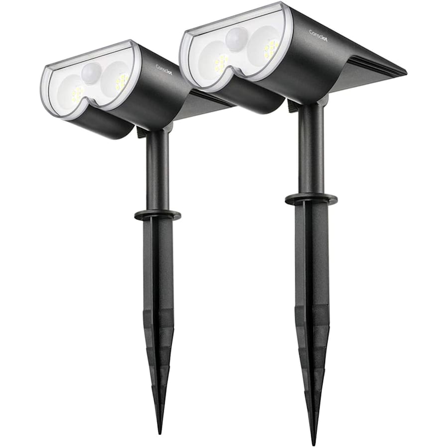 Consciot 650-Lumen LED Solar Motion-Sensor Landscape Spotlights 2-Pack for $25