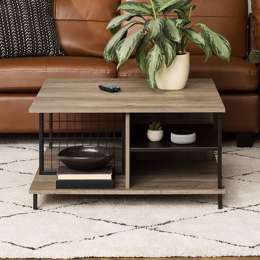 Walker Edison Metal and Wood Square Coffee Table for $141