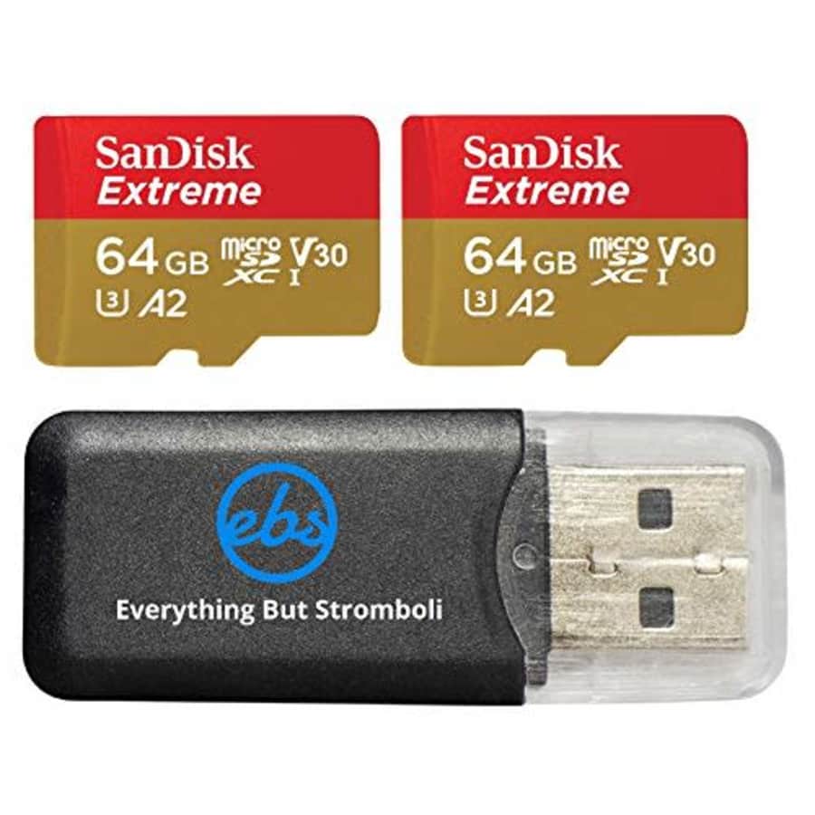SanDisk Extreme 64GB (2 Pack) MicroSD Memory Card for DJI Mavic Mini 2, Mavic Mini, Mavic Air 2 for $21