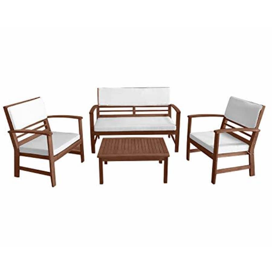 FDW Patio Conversation Set Patio Furniture Patio Sofa Set Outdoor Chat Set 4-Piece Acacia Wood Outdoor for $180 FDW Patio Conversation Set Patio Furniture Patio Sofa Set Outdoor Chat Set 4-Piece Acacia Wood Outdoor for $180
