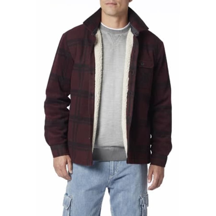 Unionbay Men's Woodsman Microfleece Lined Flannel Shirt Jacket, Varsity, Small for $8