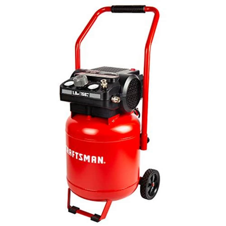 Craftsman Air Compressor, 10 Gallon Peak 1.8 Horsepower Oil-free Compressor, Max 150 PSI, Vertical for $370 Craftsman Air Compressor, 10 Gallon Peak 1.8 Horsepower Oil-free Compressor, Max 150 PSI, Vertical for $370
