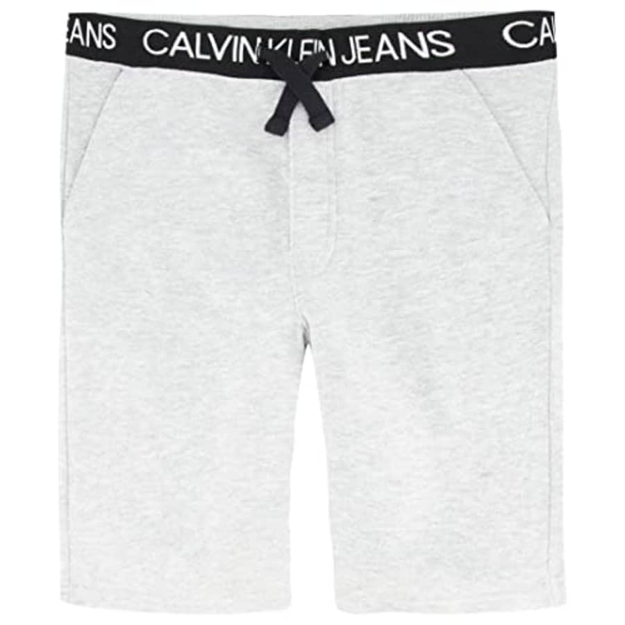 Calvin Klein Boys' Big Logo Waistband Sweat Short, WB Light Grey 22, 14-16 for $20