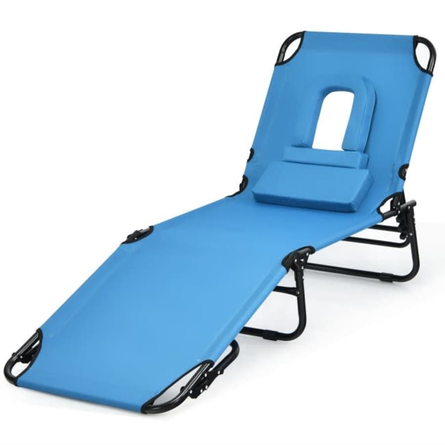 Costway Adjustable Chaise Lounge Chair w/ Hole for $74 Costway Adjustable Chaise Lounge Chair w/ Hole for $74