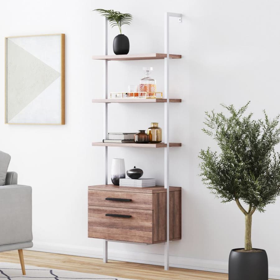 Nathan James Theo 3-Shelf Industrial Bookcase w/ Drawers for $136
