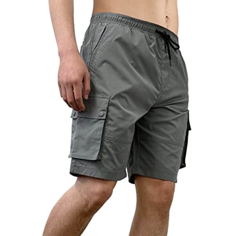 Southpole Men's Quick-Dry Water Resistant Lightweight Nylon Cargo Shorts Inseam 9", Grey for $16